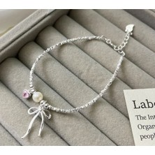 Harlofia Jewelry Çelik Kurdele Detaylı Fiyonk Kalp Bileklik