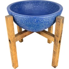 Bitki Tasarımı Ev Dekorasyon Lacivert Granit Aranjman Sunumluk Toprak Saksı 4 Ayaklı 20 Cm Çap