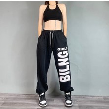 Amor Face Özel Tasarım Bling Baskılı Şardonlu Kışlık Sokak Stili Salaş Kadın Eşofman Altı