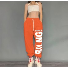 Amor Face Özel Tasarım Bling Baskılı Şardonlu Kışlık Sokak Stili Salaş Kadın Eşofman Altı