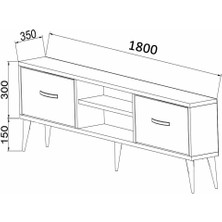 Ucuz Al Melen 2 Çekmeceli 180  cm  Tv Sehpası - Atlantik Çam / Beyaz