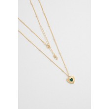 Vintage Kalp 18 Ayar Sarı Altın Kaplama 45 cm Gümüş Kolye