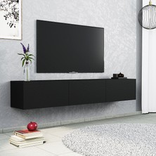 Ucuz Al Karolin 3 Kapaklı Duvara Askı 180  cm  Tv Ünitesi – Siyah