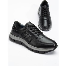 Dilimler Ayakkabı Hakiki Deri Erkek Günlük Ayakkabı Siyah H Model Eva Taban