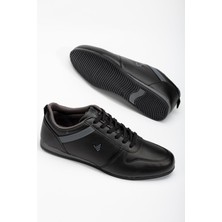 Dilimler Ayakkabı Erkek Spor Ayakkabı Siyah Cilt Bağlı İnce Taban