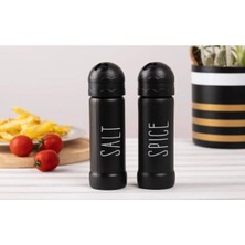 Kitchen Pembelia 2’li Tuzluk Baharatlık Seti (Salt Spice) Baskılı Tuzluk Biberlik Takım