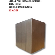 Handelika 12 Adet x 1000 ml Maraska Cam Şişe+Drop Kapak+ 8X8X31.5 E-Ticaret Şişe Kutusu Seti