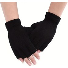 Natural charm 1 Çift Yarım Parmak Eldiven Kadın Erkek Casual Elastik Örgü Eldiven Sıcak Eldiven