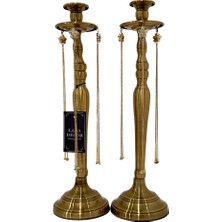 Lara Decor Metal 2'li Lara Püskül Mumluk Bronz