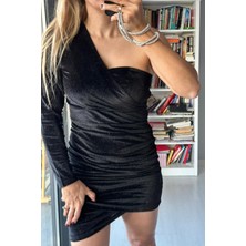 Butik Exvoto Sim Baskı Kadife Elbise