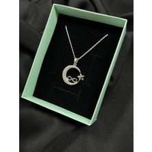 Kural Jewelry 925 Ayar Gümüş Zincirli Zirkon Taş Ay Yıldız Sonsuzluk Kolye Kadın