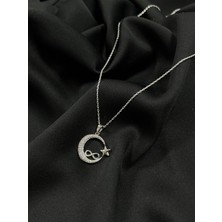 Kural Jewelry 925 Ayar Gümüş Zincirli Zirkon Taş Ay Yıldız Sonsuzluk Kolye Kadın