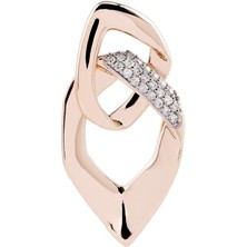 Gold Transient Ikili Geçmeli Zirkon 14K Kaplamalı Küpe