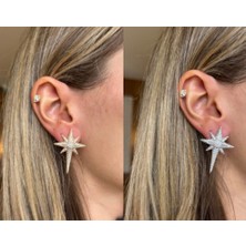 Gümüştasarım Yıldız Zirkon Taş Işlemeli Küpe