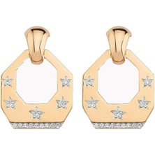 Gold Luna Tasarım Star 14K Kaplamalı Küpe