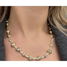 Gold Geometrik Tasarım Şeritli 14K Özel Seri Kolye