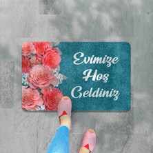 M&H Quality Dijital Baskılı Kapı Önü Paspas Çiçek Desenli Hoş Geldiniz Yazılır Ev Içi ve Dışı Banyo Mutfak Çocuk Odası Için kullanılabilir 45X70