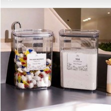 Kitchen Pembelia Etiketli 2 Adet Toz Deterjan ve Tablet Deterjan Saklama Kutusu Deterjan Saklama Kabı