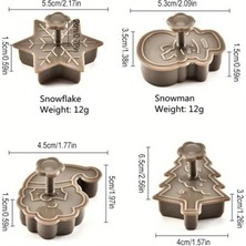 4 Parça Yaylı Noel Kurabiye Kalıbı Kesme Seti, Mutfak Fırın Aletleri