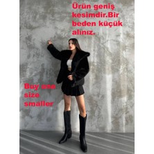 Asur Boutique Asur Butik Kadın Oversize Kesim Çıt Çıtlı Astarlı Kürk Mont