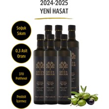 Green Amour Yeni hasat, Soğuk Sıkım, 0,3 Asit, 370 Polifenol, Pestisit İçermeyen, 6 adet 500 ml  Naturel Sızma Zeytinyağı