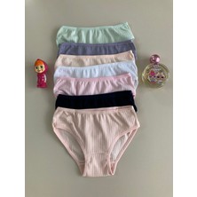 Elm Karışık Desen Ribanalı Modal 7li Kız Slip Set S-58