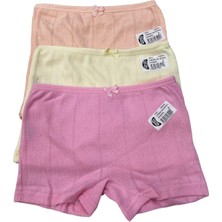 Gmş Fiyonklu Pembe, Somon, Sarı Jakarlı 3lü Kız Boxer Set 3113-1