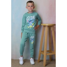 Yağmur Giyim Pjk2i Sttıch Desenli Yeşil 2 Ip  Pamuk Erkek Çocuk Eşofman Takımı 3-10 Yaş 7319-Y