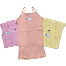 Yağmur Giyim Gmş Fiyonklu Pembe, Somon, Sarı Jakarlı 3lü Kız Atlet Set 3086-1