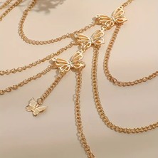 Mumicemum Elegant Bacak Kelebek Zincirli, Gümüş Kaplama