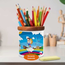 Asilmeydan Gökkuşağında Giden Çift Ahşaplı Seramik Kalemlik - 21-1614