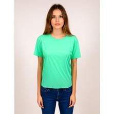 Rubadi Kadın Su Yeşili T-Shirt. Regülar Fit (Normal) Kalıp, Basic Model.