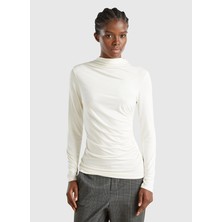 Benetton Yarım Balıkçı Yaka Krem Kadın Sweatshırt 32AVD108J