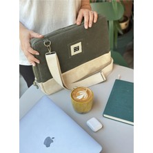 Fermuarlı ve Korumalı Mumlu Kanvas Laptop Sleeve