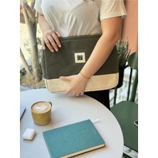 Fermuarlı ve Korumalı Mumlu Kanvas Laptop Sleeve