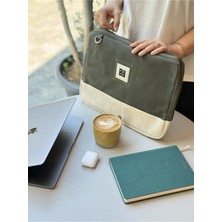 Fermuarlı ve Korumalı Mumlu Kanvas Laptop Sleeve