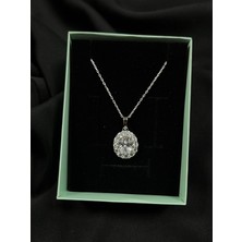 Kural Jewelry 925 Ayar Gümüş Zincirli Elmas Zirkon Taş Kolye Kadın