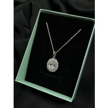 Kural Jewelry 925 Ayar Gümüş Zincirli Elmas Zirkon Taş Kolye Kadın