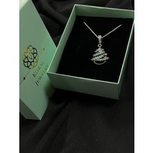Kural Jewelry 925 Ayar Gümüş Zincirli Zirkon Taş Çam Ağacı Kolye Kadın