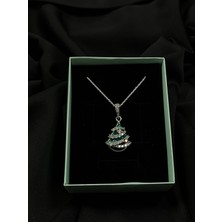 Kural Jewelry 925 Ayar Gümüş Zincirli Zirkon Taş Çam Ağacı Kolye Kadın