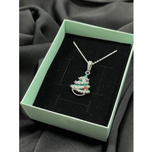 Kural Jewelry 925 Ayar Gümüş Zincirli Zirkon Taş Çam Ağacı Kolye Kadın