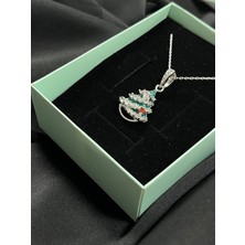 Kural Jewelry 925 Ayar Gümüş Zincirli Zirkon Taş Çam Ağacı Kolye Kadın