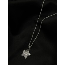 Kural Jewelry 925 Ayar Gümüş Zincirli Yıldız Zirkon Taş Kolye Kadın