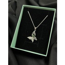 Kural Jewelry 925 Ayar Gümüş Zincirli Kelebek Desen Zirkon Taş Kolye Kadın