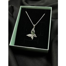 Kural Jewelry 925 Ayar Gümüş Zincirli Kelebek Desen Zirkon Taş Kolye Kadın