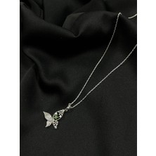 Kural Jewelry 925 Ayar Gümüş Zincirli Kelebek Desen Zirkon Taş Kolye Kadın