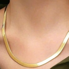 spldizayn Gold Renk Italyan Zincir Yassı Model Kadın Kolye