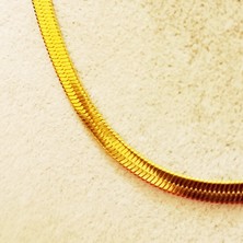 spldizayn Gold Renk Italyan Zincir Yassı Model Kadın Kolye