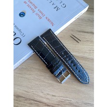 Beyaz Dikiş Yerli Üretim Parlak Croco Desen Saat Kordonu. 18-20-22-24 ve 26MM Genişlik Seçenekleri.