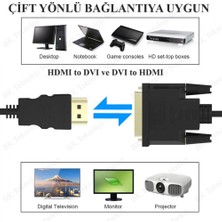 Derwell Yeni 2025 DVI 24+1 To HDMI Çift Yönlü DVI To HDMI Kablo 1080P Full Hd Çözünürlük 3 Katmanlı Kablo 3 Metre